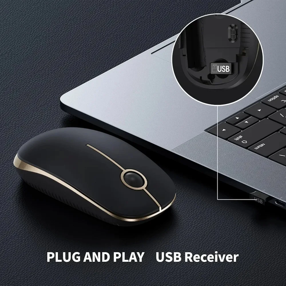 VssoPlor Wireless Mouse, 2.4G Slim Portable Computer Mice with Nano Receiver New
